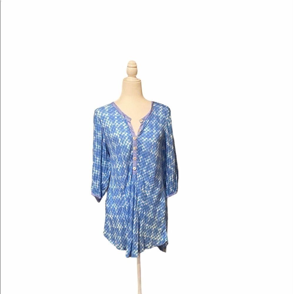 Lyng Tunic Top Rayon Size Large Button Front - Picture 7 of 14